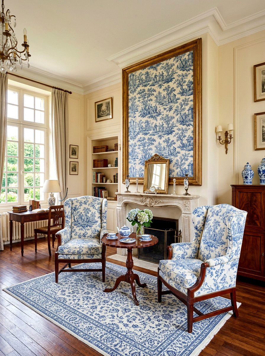 Toile De Jouy Fabric Frame - 30 framed textile wall ideas
