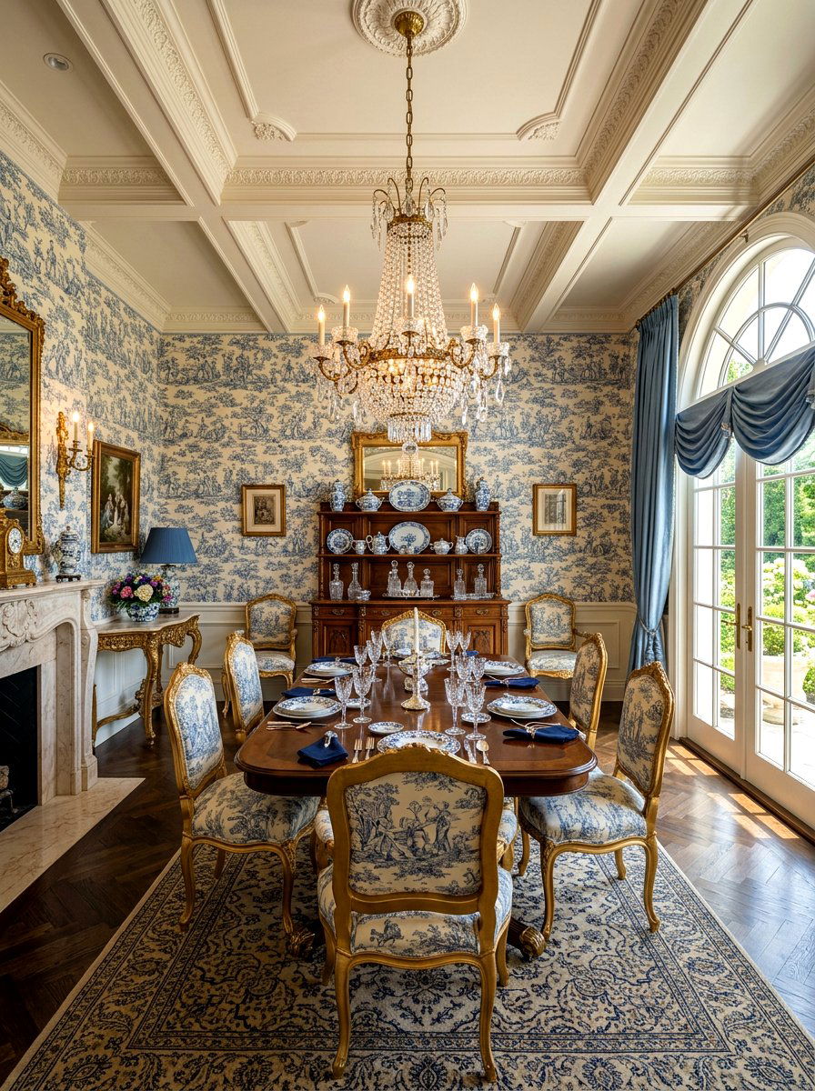 Toile Dining Room Wallpaper - 30 dining room wallpaper ideas