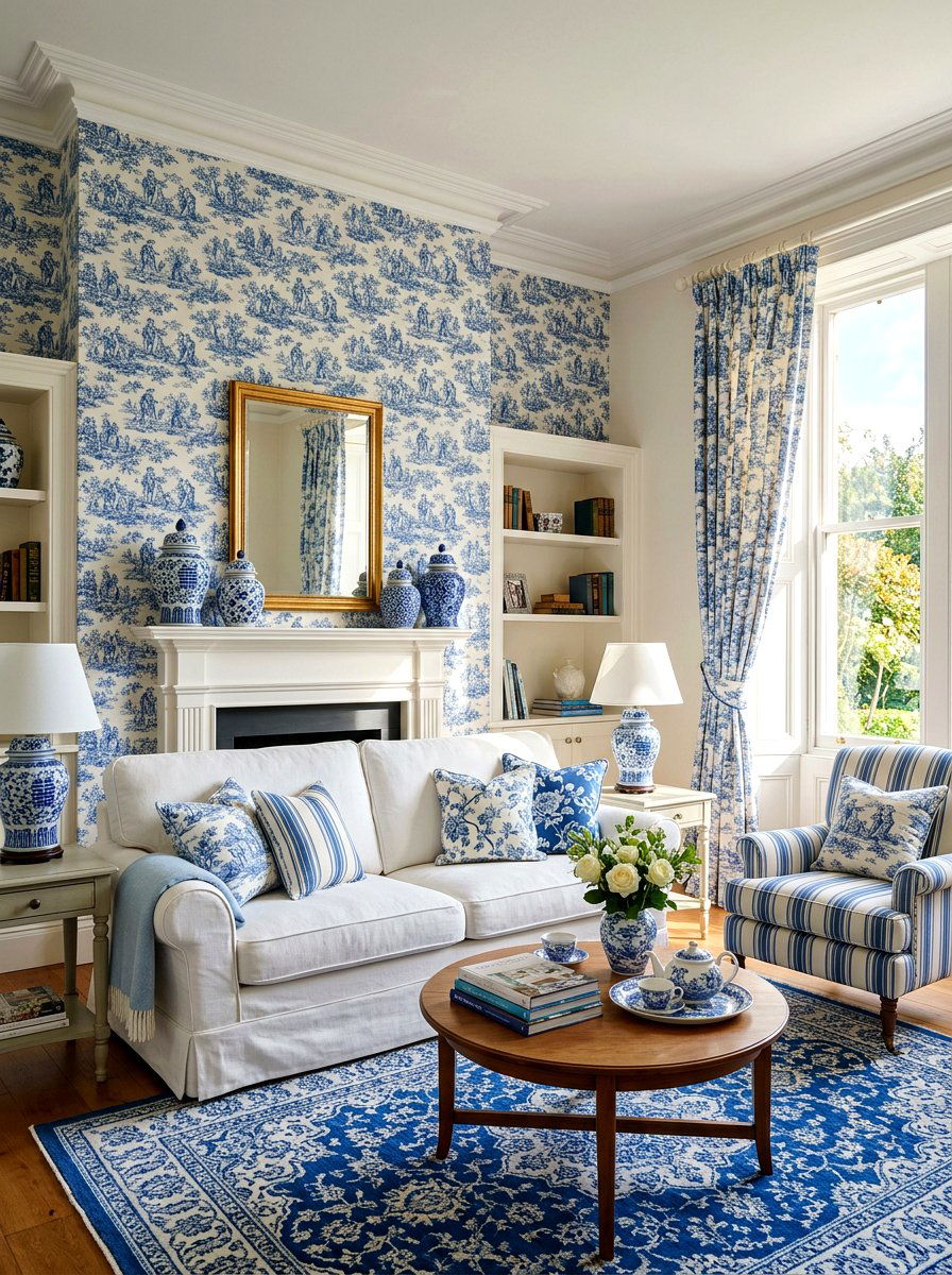 Toile Fabric Living Room - 30 French country living room ideas
