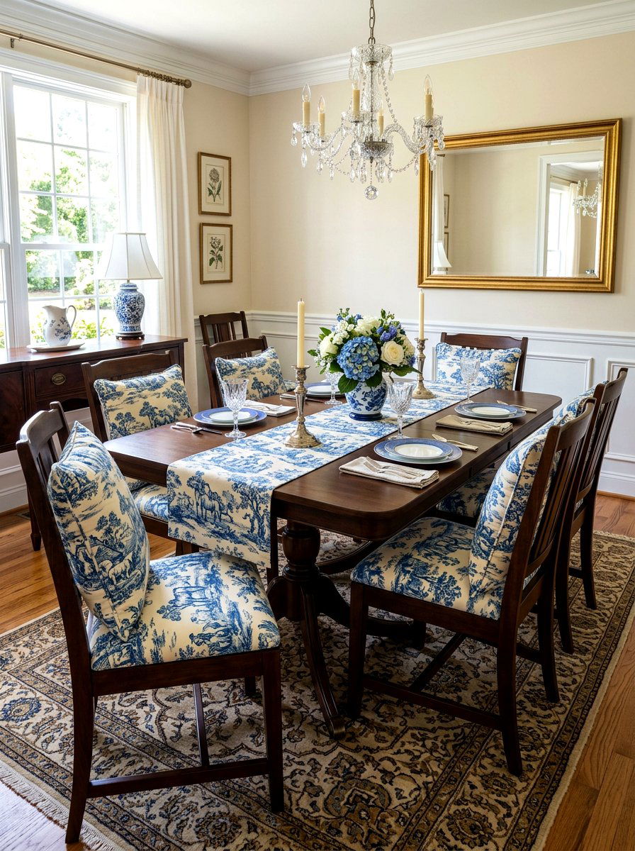 Toile Pattern Decor - 30 collected traditional dining room ideas