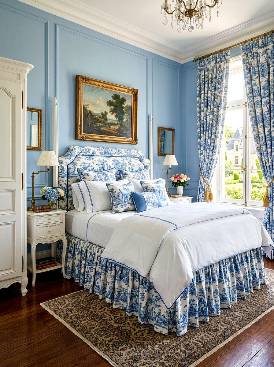 Toile Skirted Bed - 30 skirted bed ideas