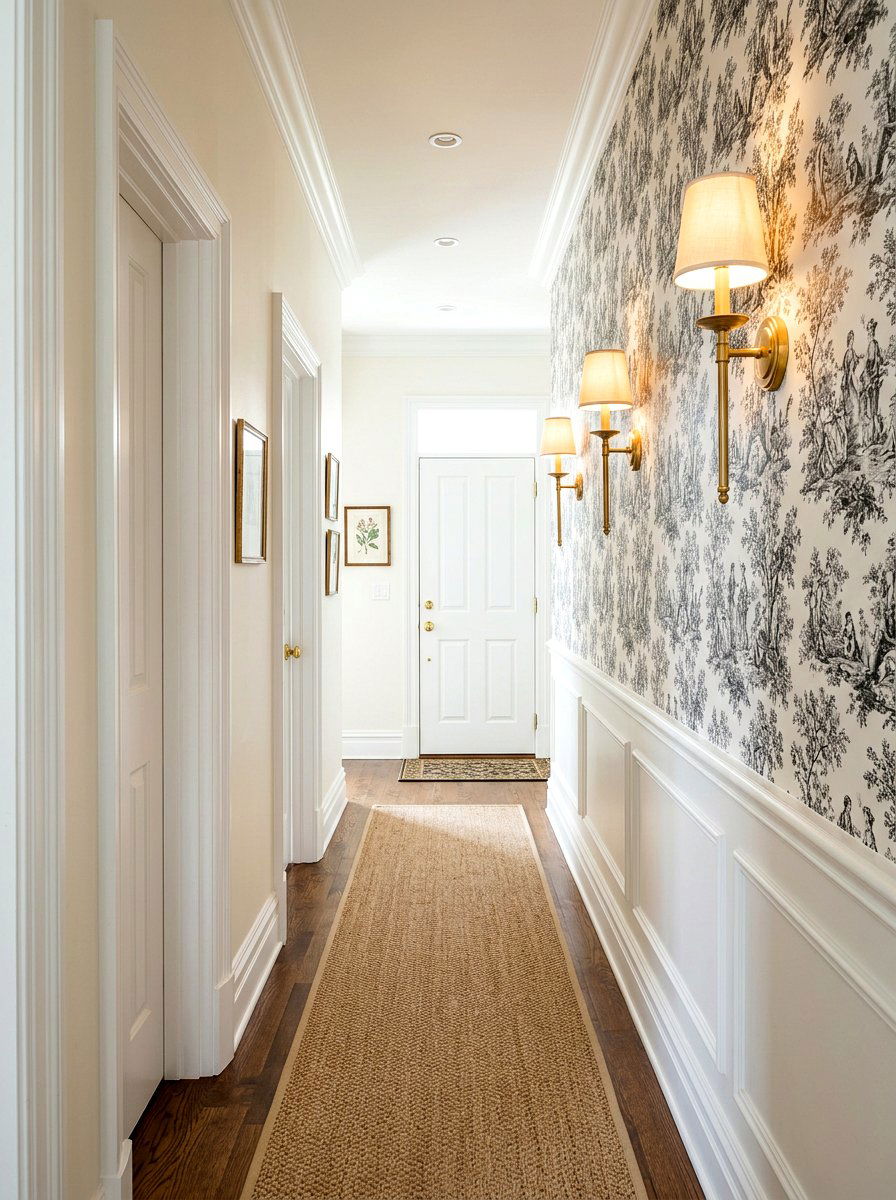 Toile accent wall hallway - 30 toile decor ideas
