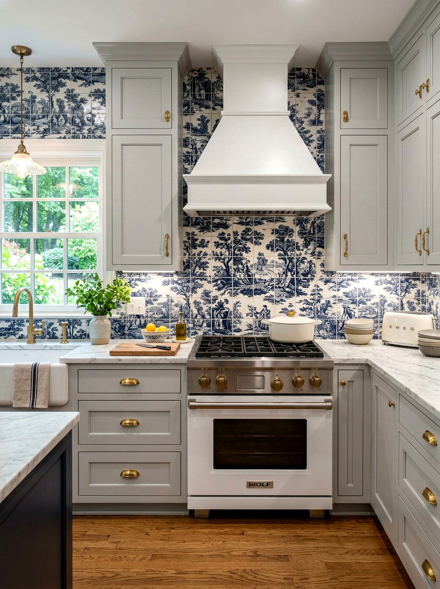 Toile backsplash kitchen - 30 toile decor ideas