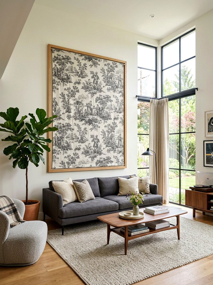 Toile fabric wall hanging - 30 toile decor ideas