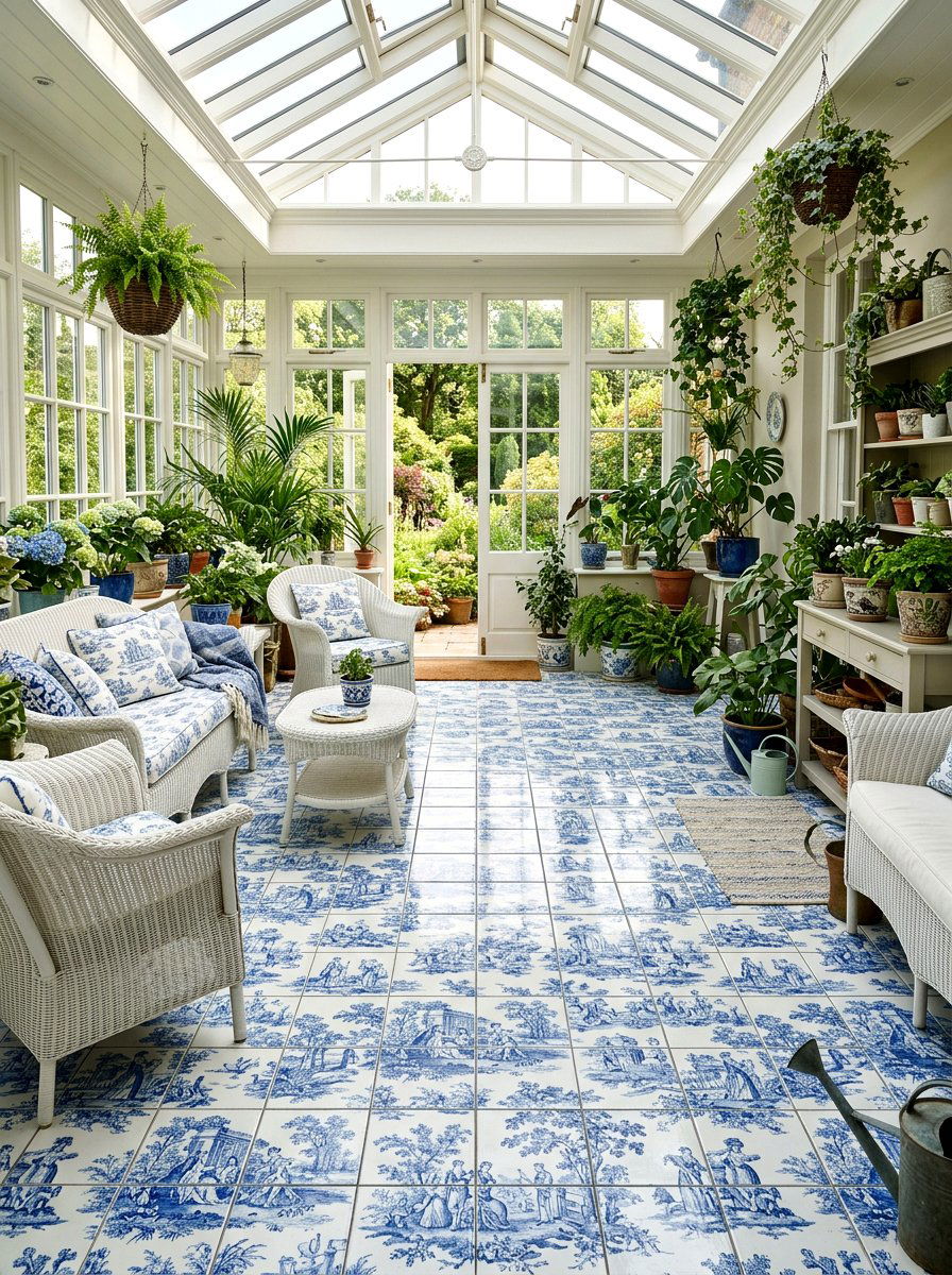 Toile floor tiles conservatory - 30 toile decor ideas