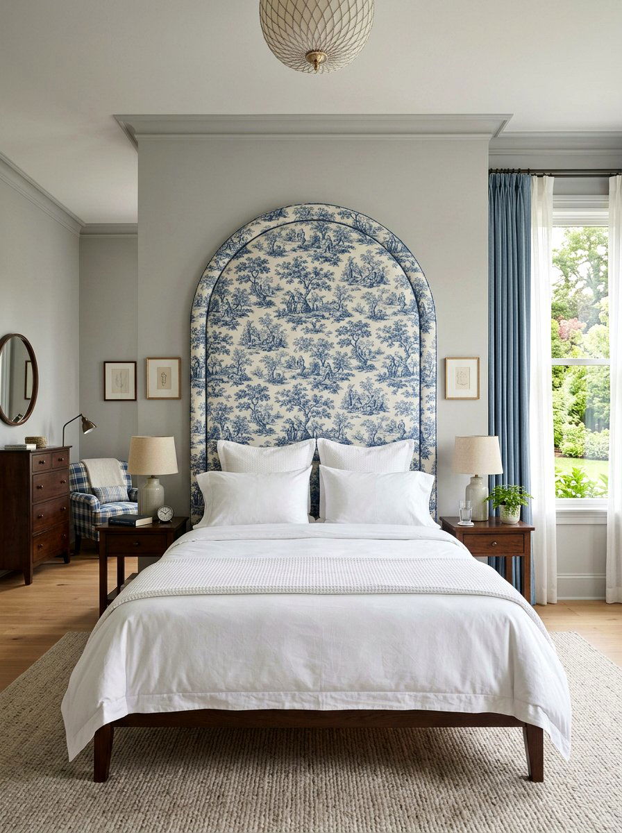 Toile headboard focal point - 30 toile decor ideas