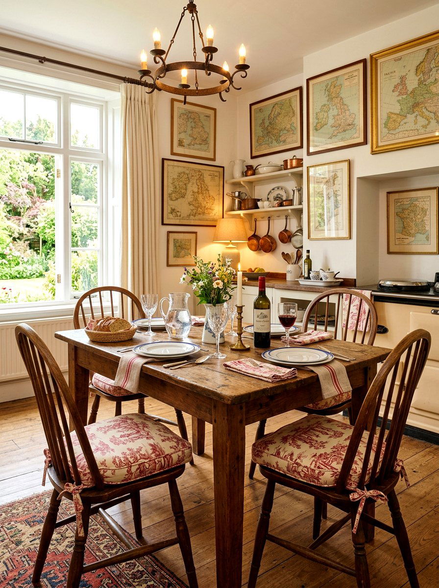 Toile kitchen seat cushion - 30 tomato girl kitchen ideas