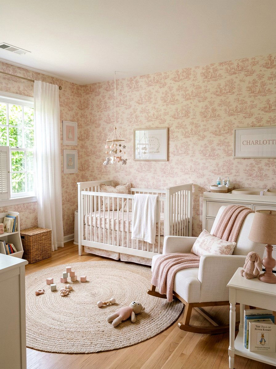 Toile patterned nursery - 30 toile decor ideas