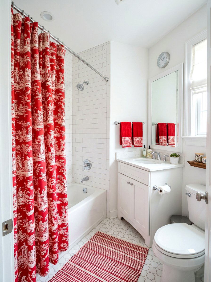 Toile shower curtain bathroom - 30 toile decor ideas