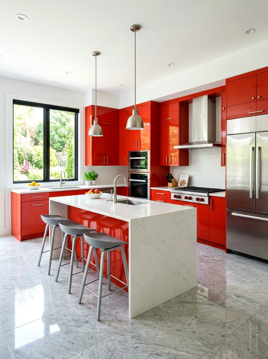 Tomato Red Kitchen Cabinets - 30 tomato red kitchen ideas