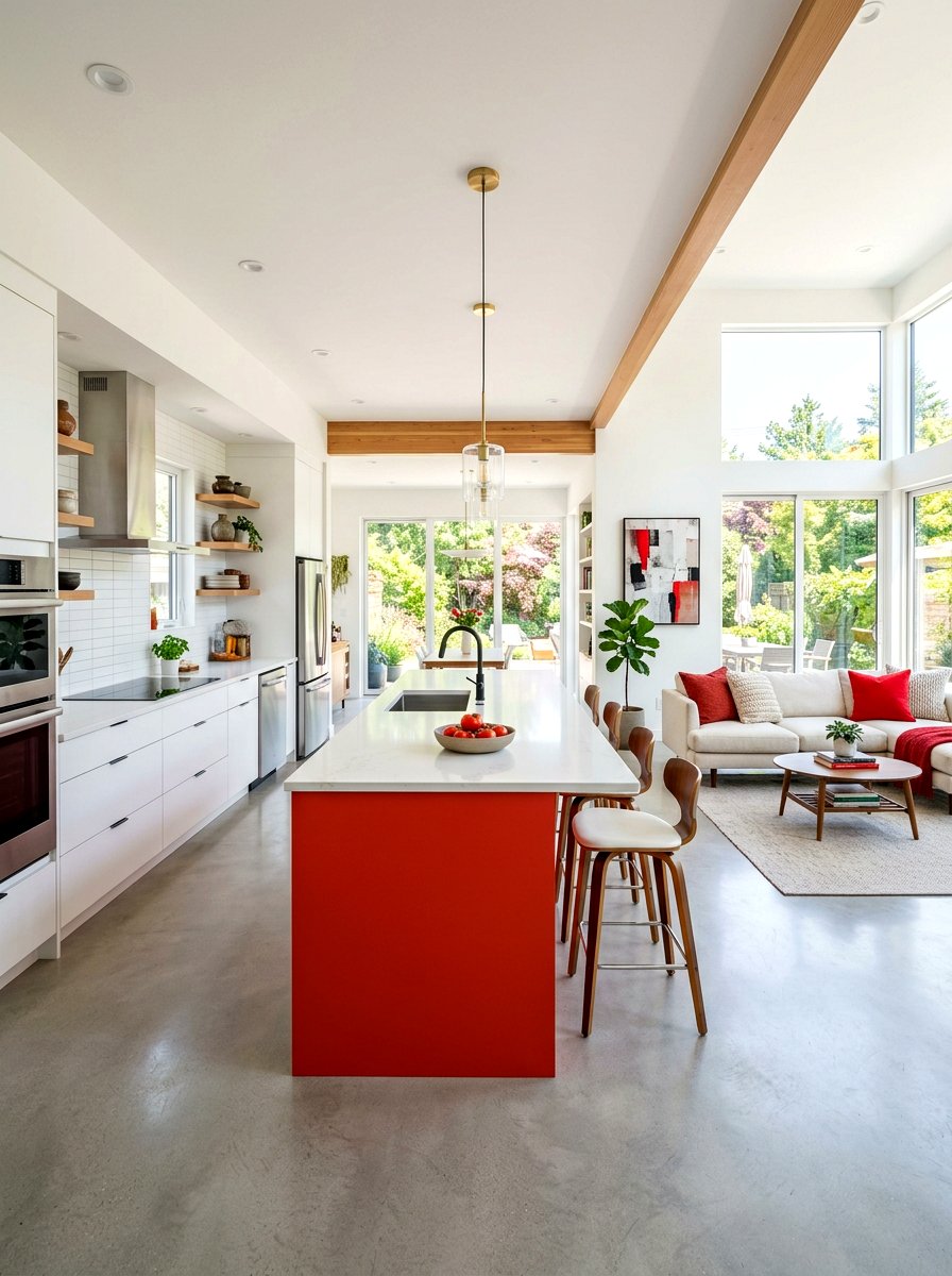 Tomato Red Open Concept Kitchen - 30 tomato red kitchen ideas