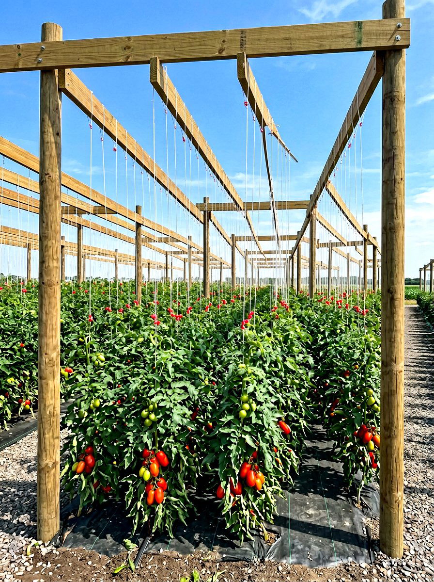 Tomato String System - 30 vegetable garden trellis ideas