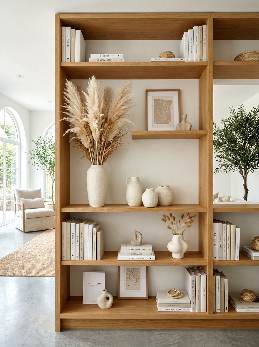 Tonal Neutral Shelf - 30 neutral holiday decor ideas