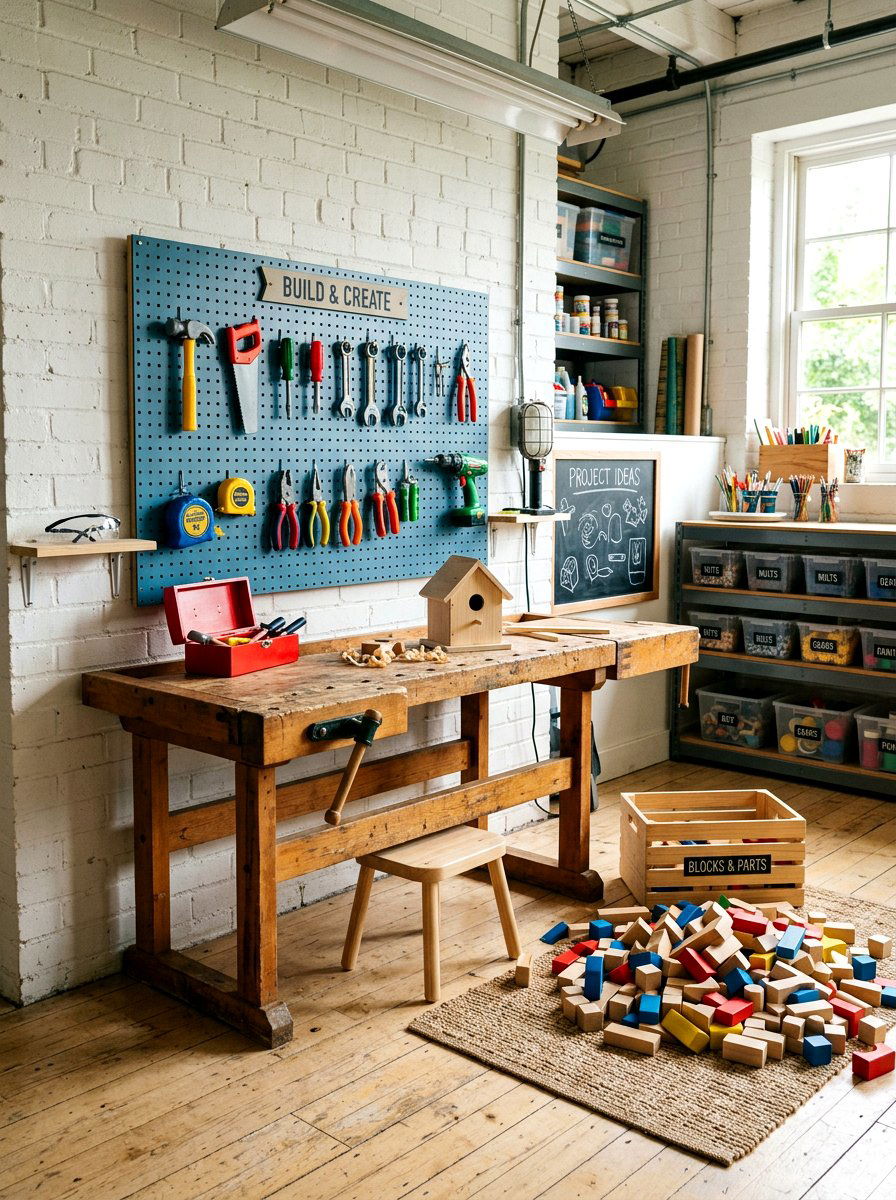 Tool Bench Workshop Area - 30 imaginative play corner ideas