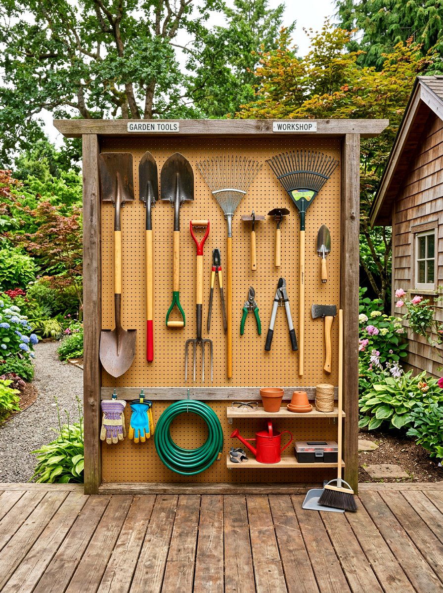 Tool Storage Wall - 30 greenhouse corner ideas