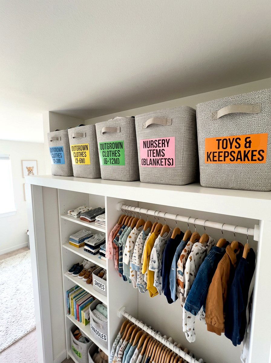 Top Shelf Storage - 30 nursery closet organization ideas