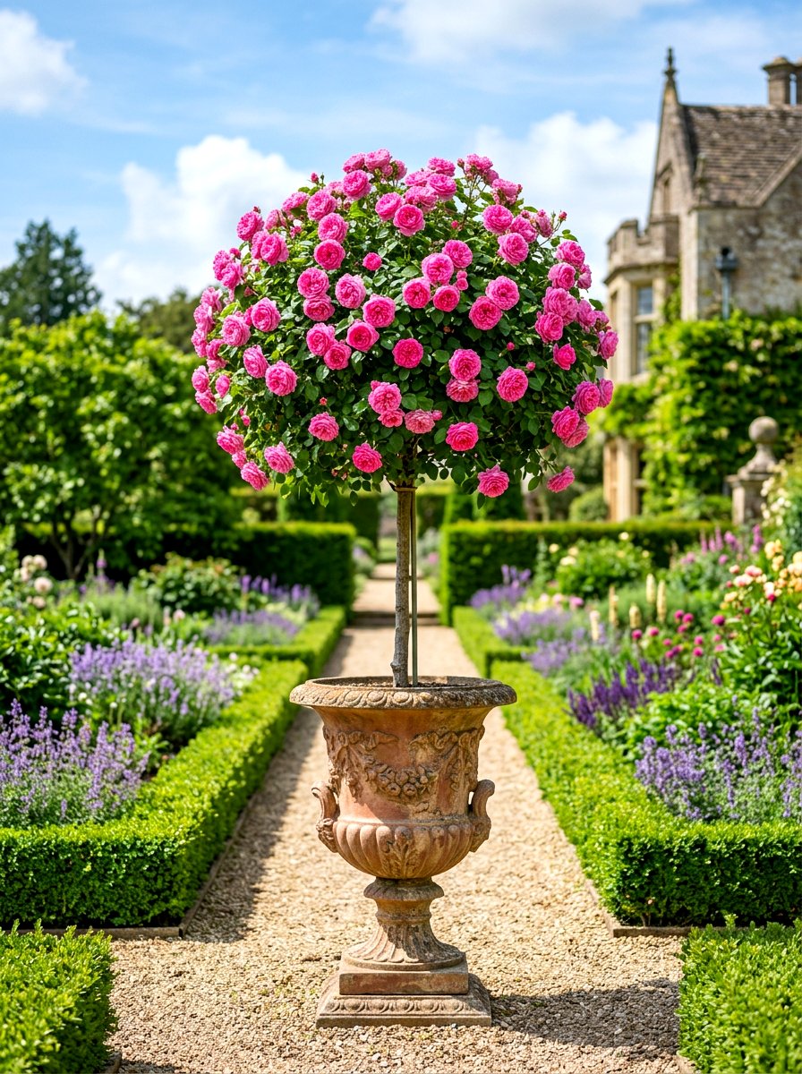Topiary Rose Standard Planter - 30 porch rose planter ideas