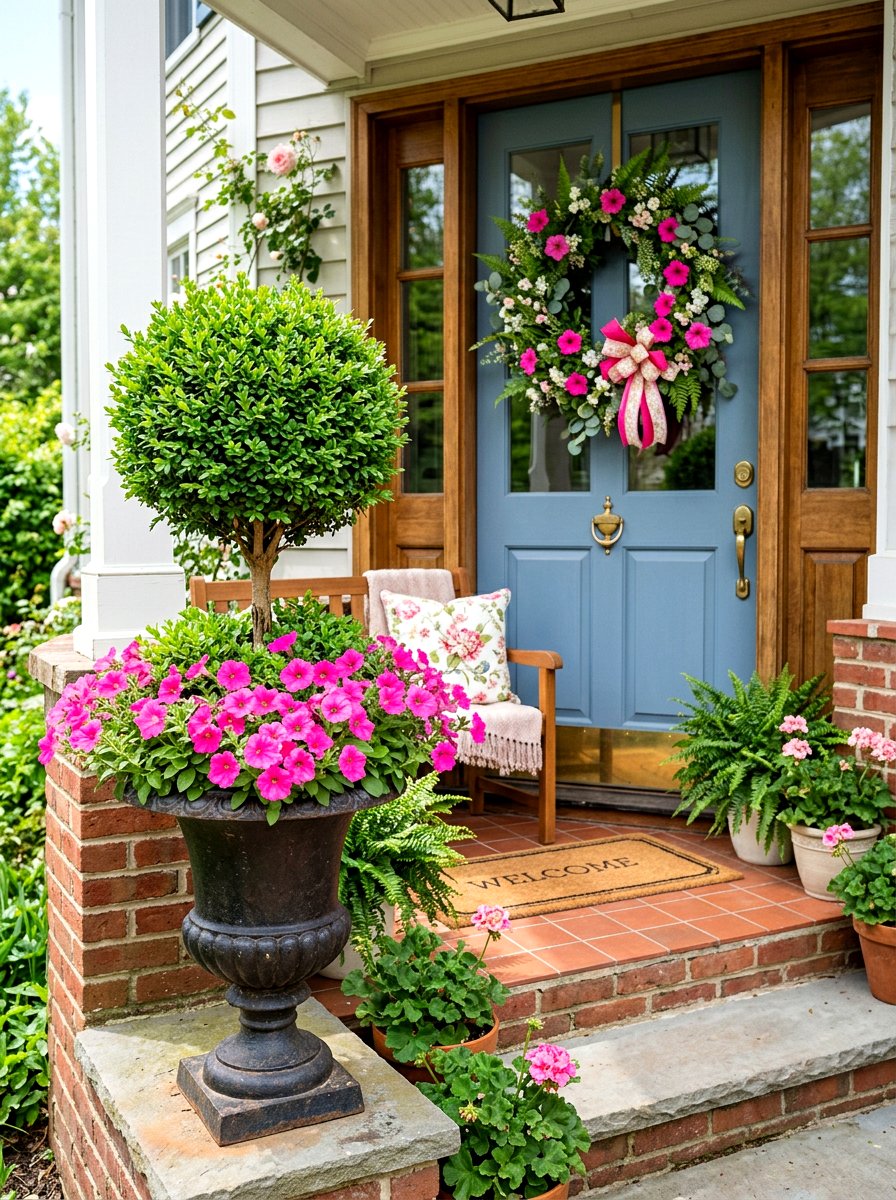 Topiary With Flowering Plants - 30 topiary front porch ideas aesthetic