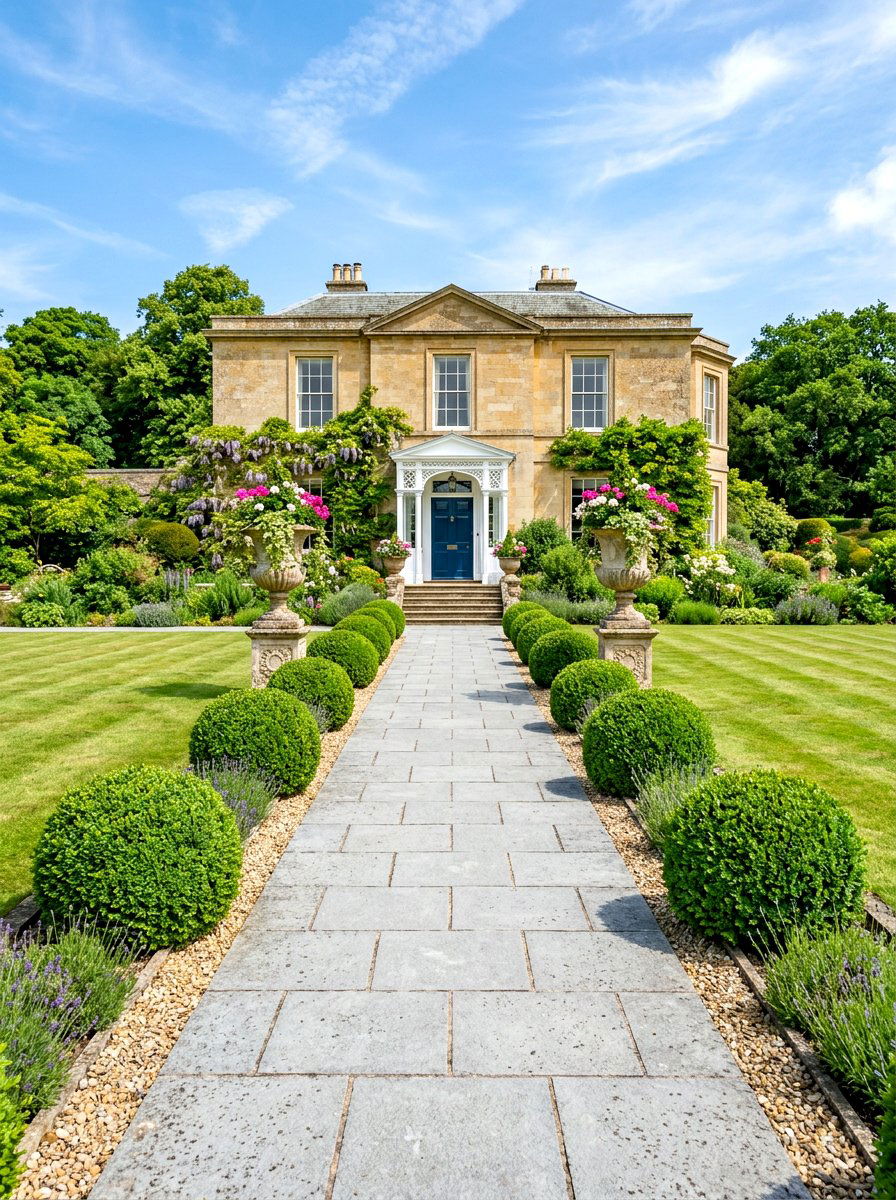 Topiary ball walkway - 30 formal front garden ideas