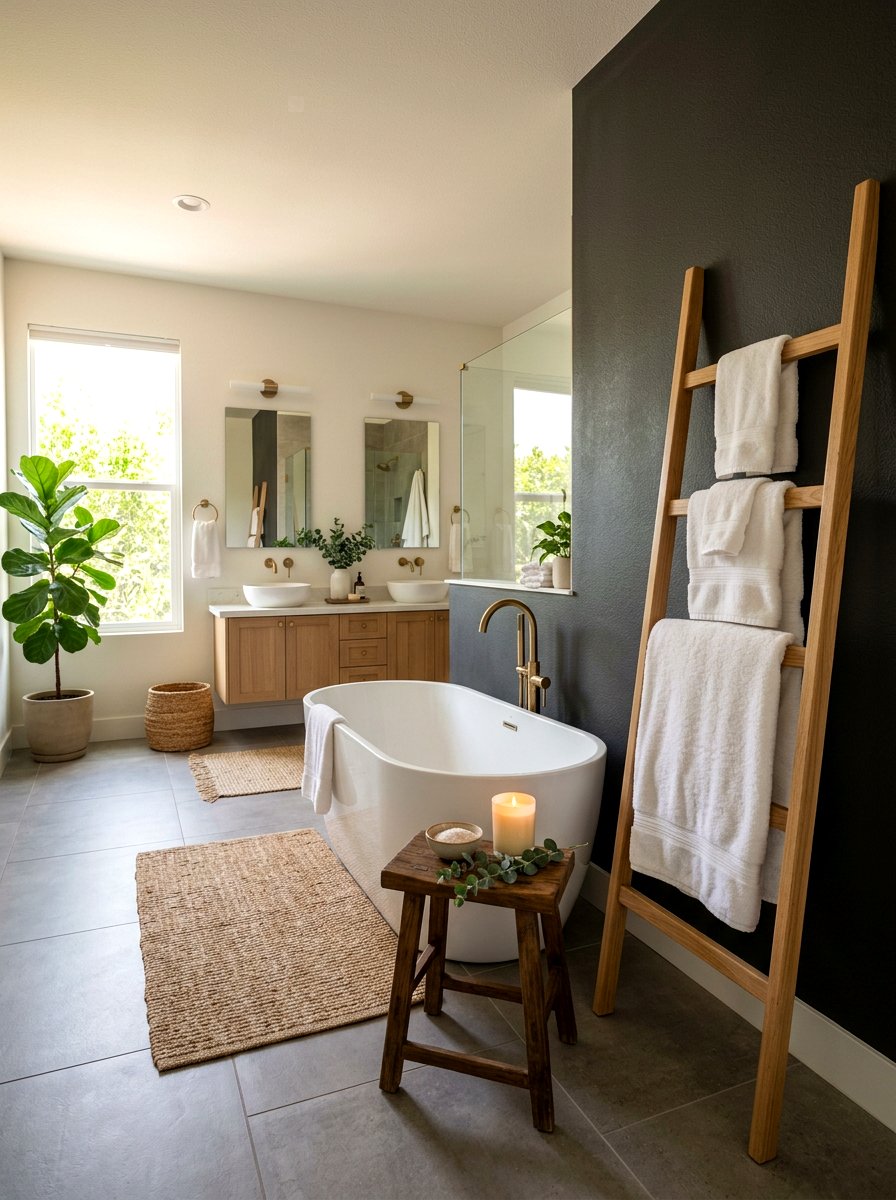 Towel Ladder - 30 bathroom organization ideas