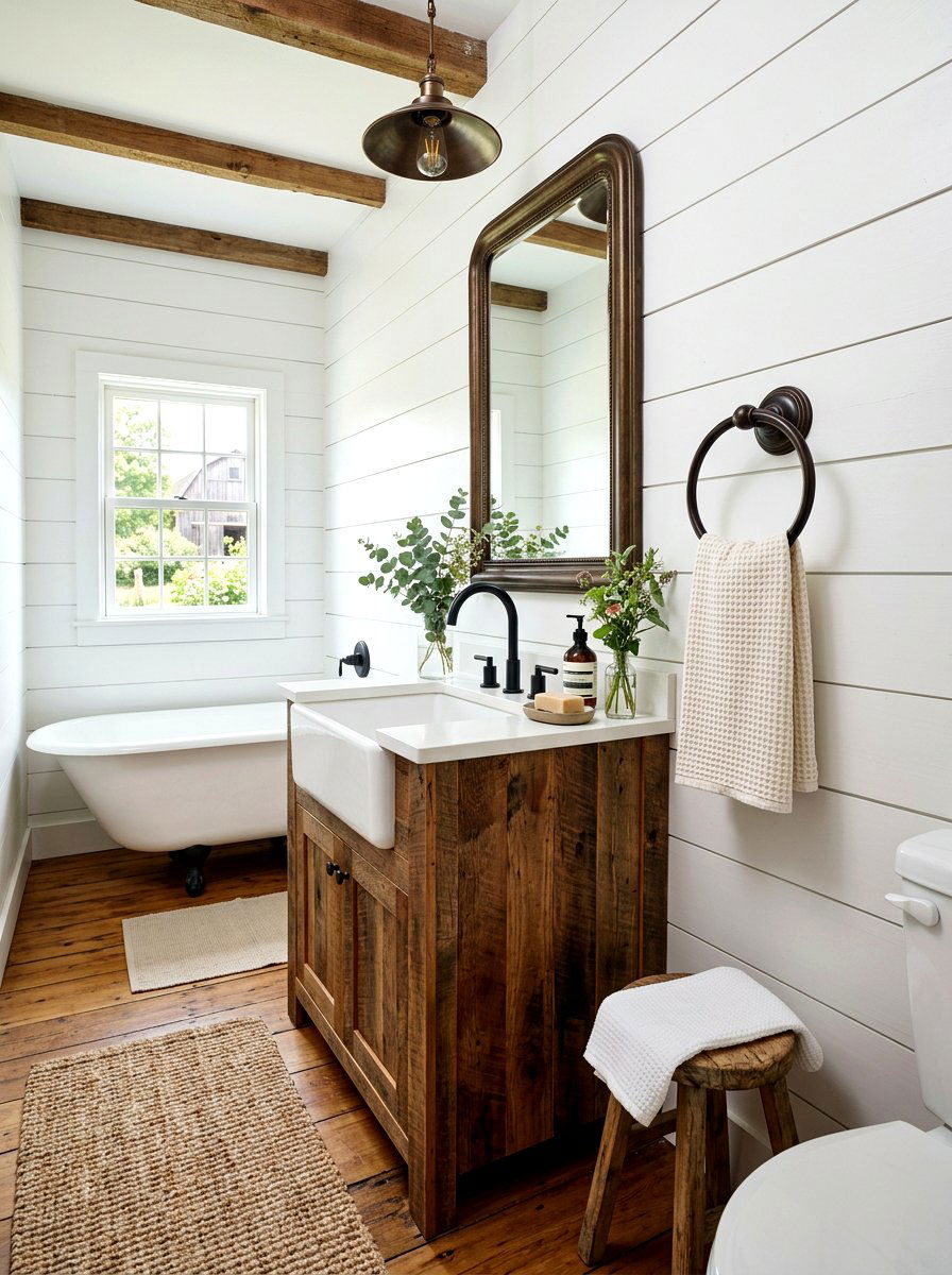 Towel ring for farmhouse style bathroom - 30 towel ring placement ideas