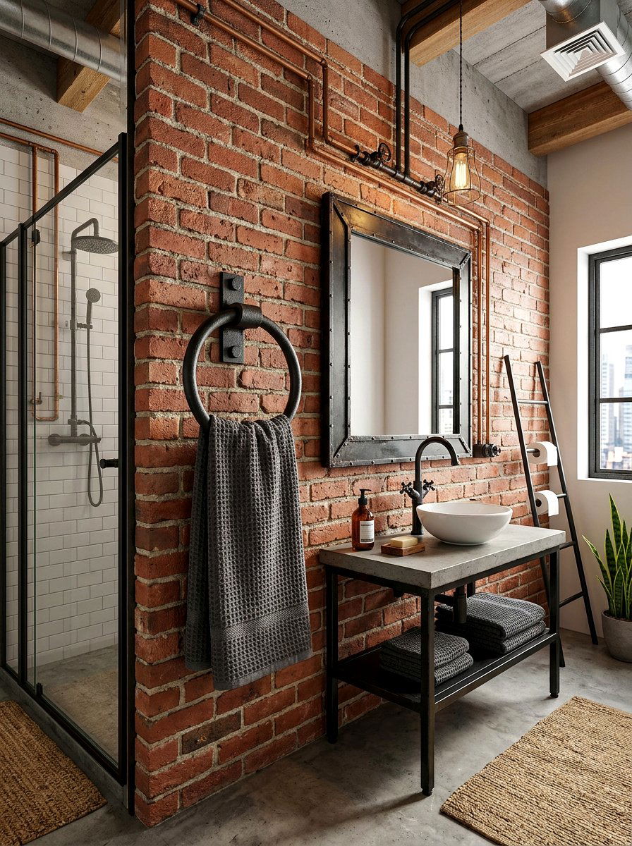 Towel ring for industrial bathroom design - 30 towel ring placement ideas