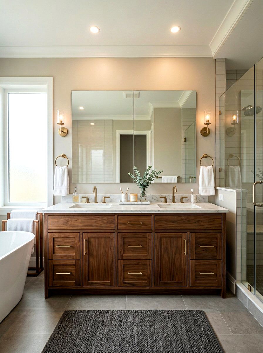 Towel ring for master ensuite vanity - 30 towel ring placement ideas