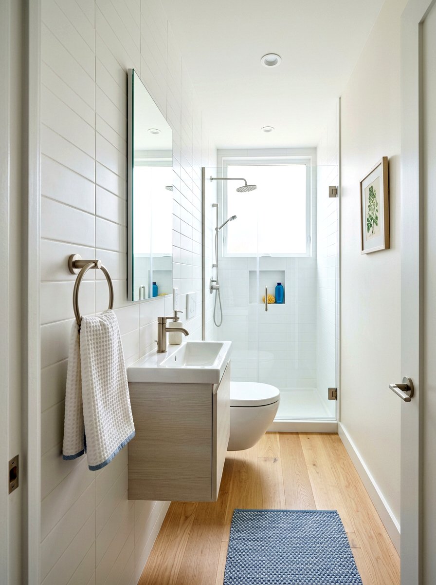 Towel ring for narrow bathroom layout - 30 towel ring placement ideas