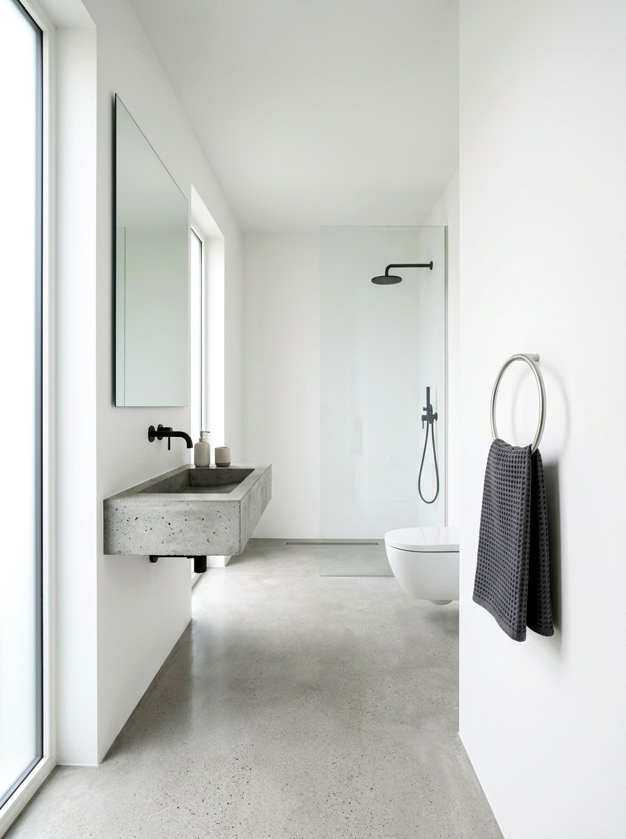 Towel ring in modern minimalist bathroom - 30 towel ring placement ideas