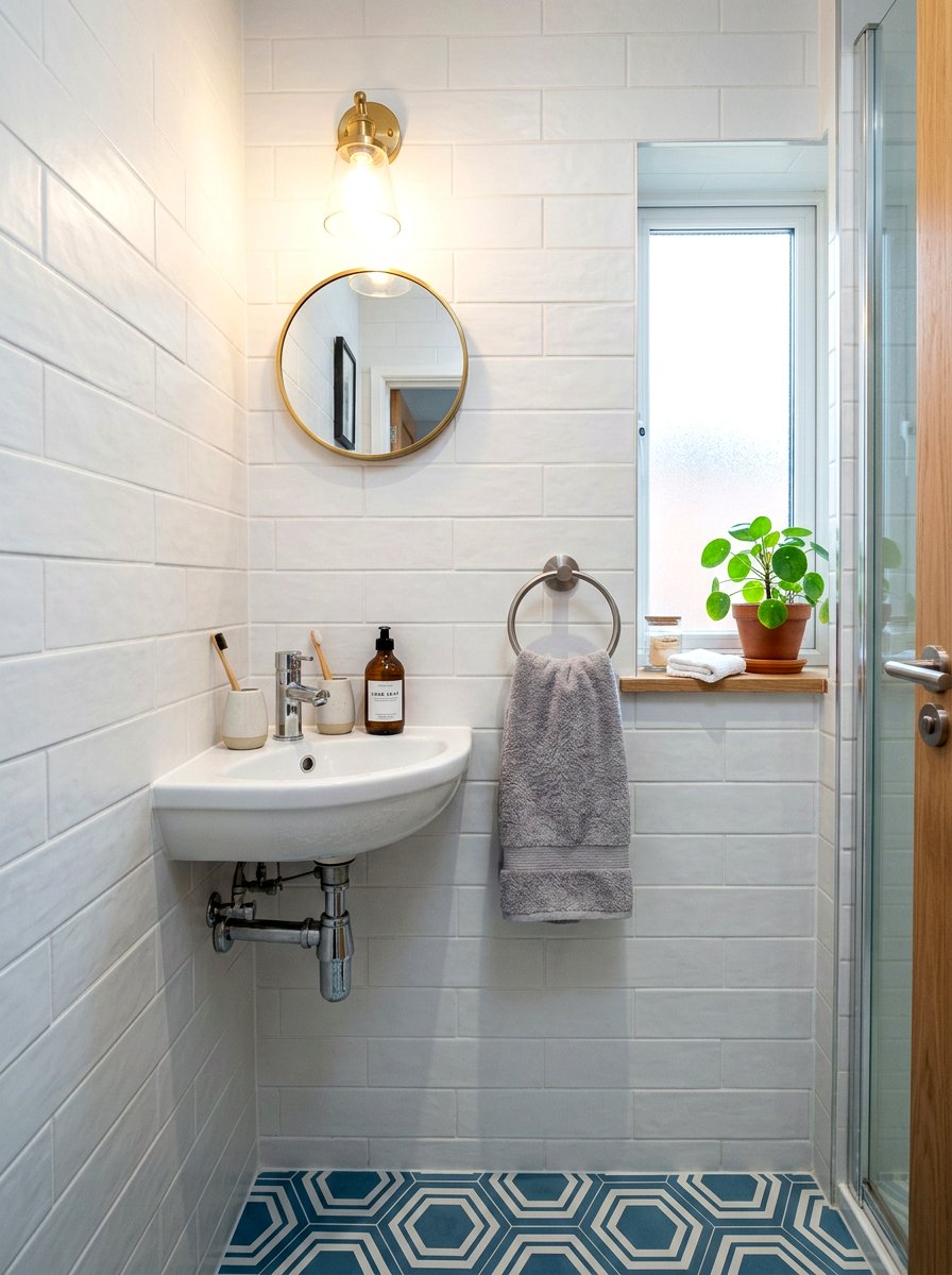 Towel ring near corner bathroom sink - 30 towel ring placement ideas