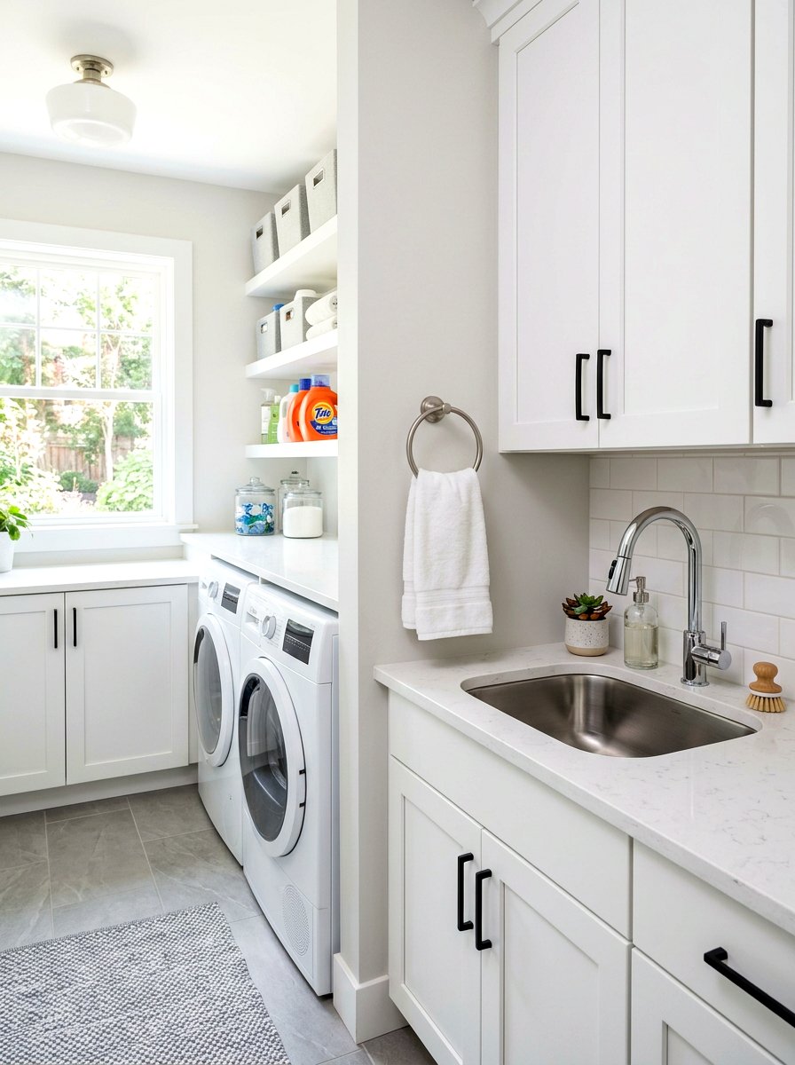 Towel ring near laundry room sink - 30 towel ring placement ideas