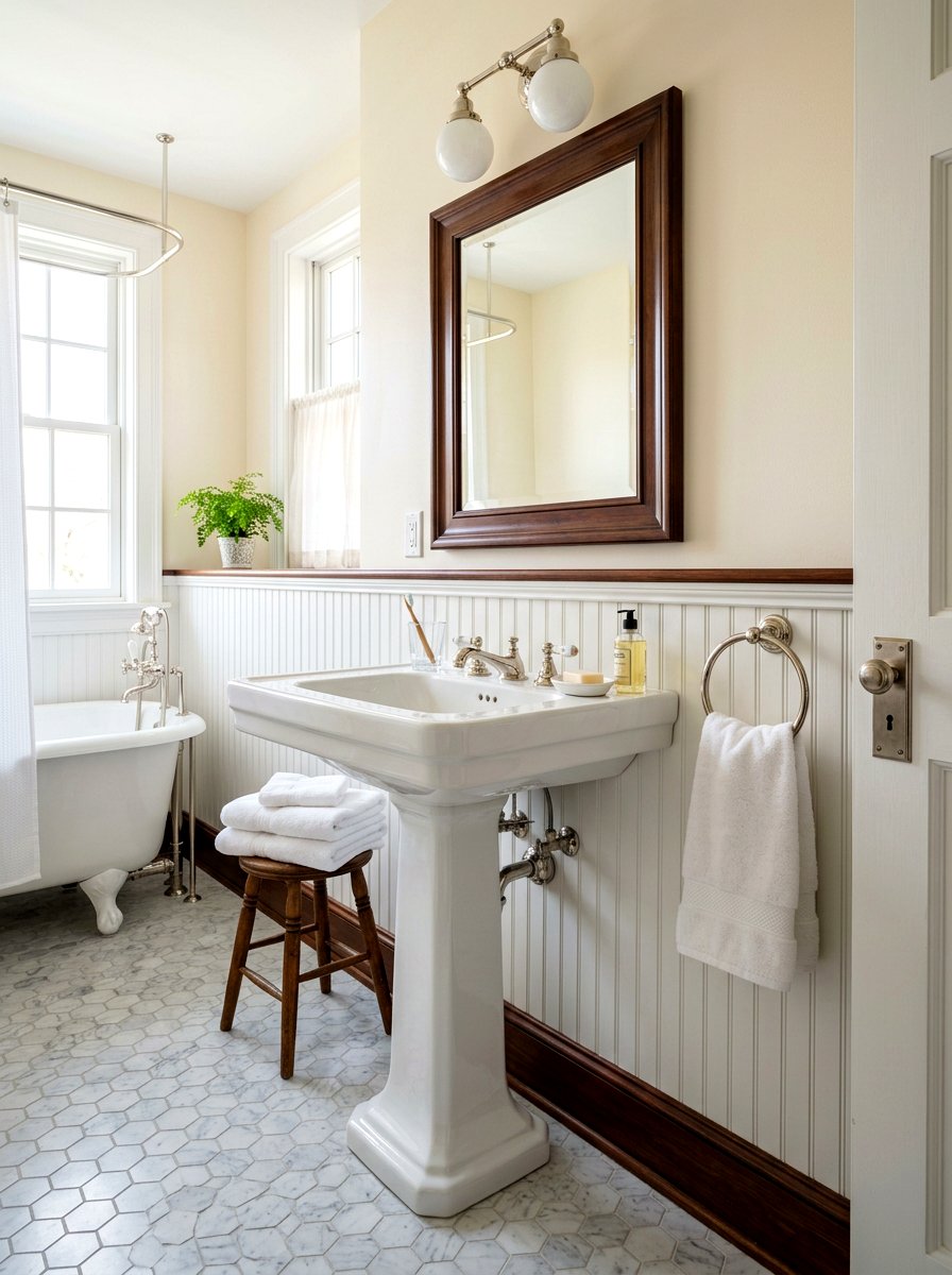 Towel ring next to pedestal sink - 30 towel ring placement ideas
