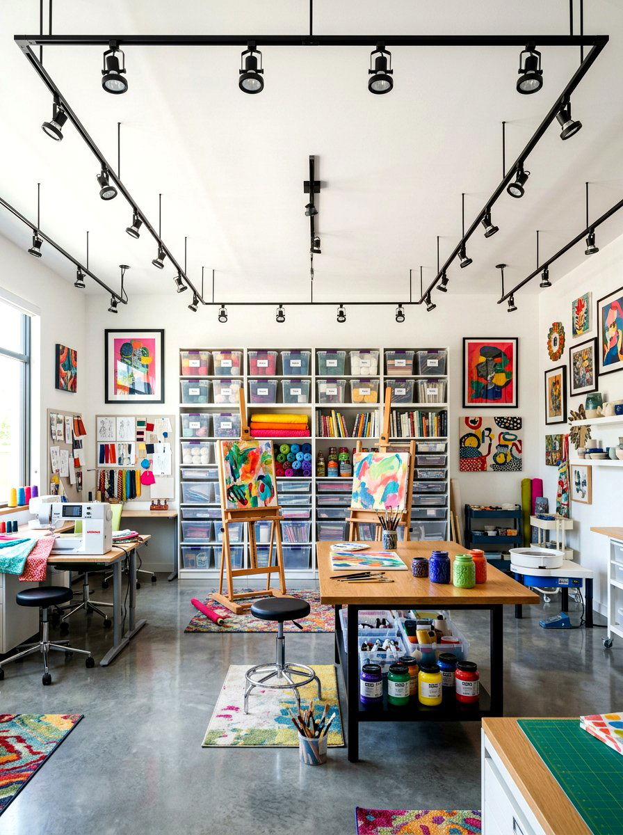 Track Lighting System - 30 workshop lighting ideas