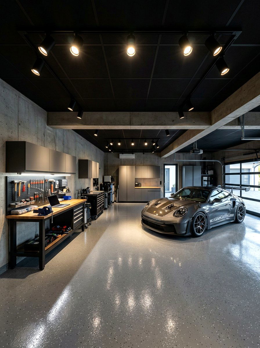 Track Lighting System - 30 clean garage aesthetic ideas