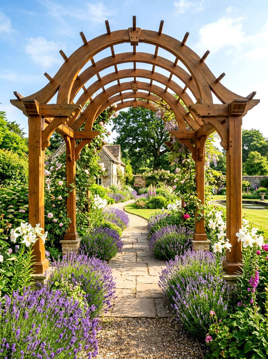 Traditional Arched Pergola - 30 garden pergola ideas