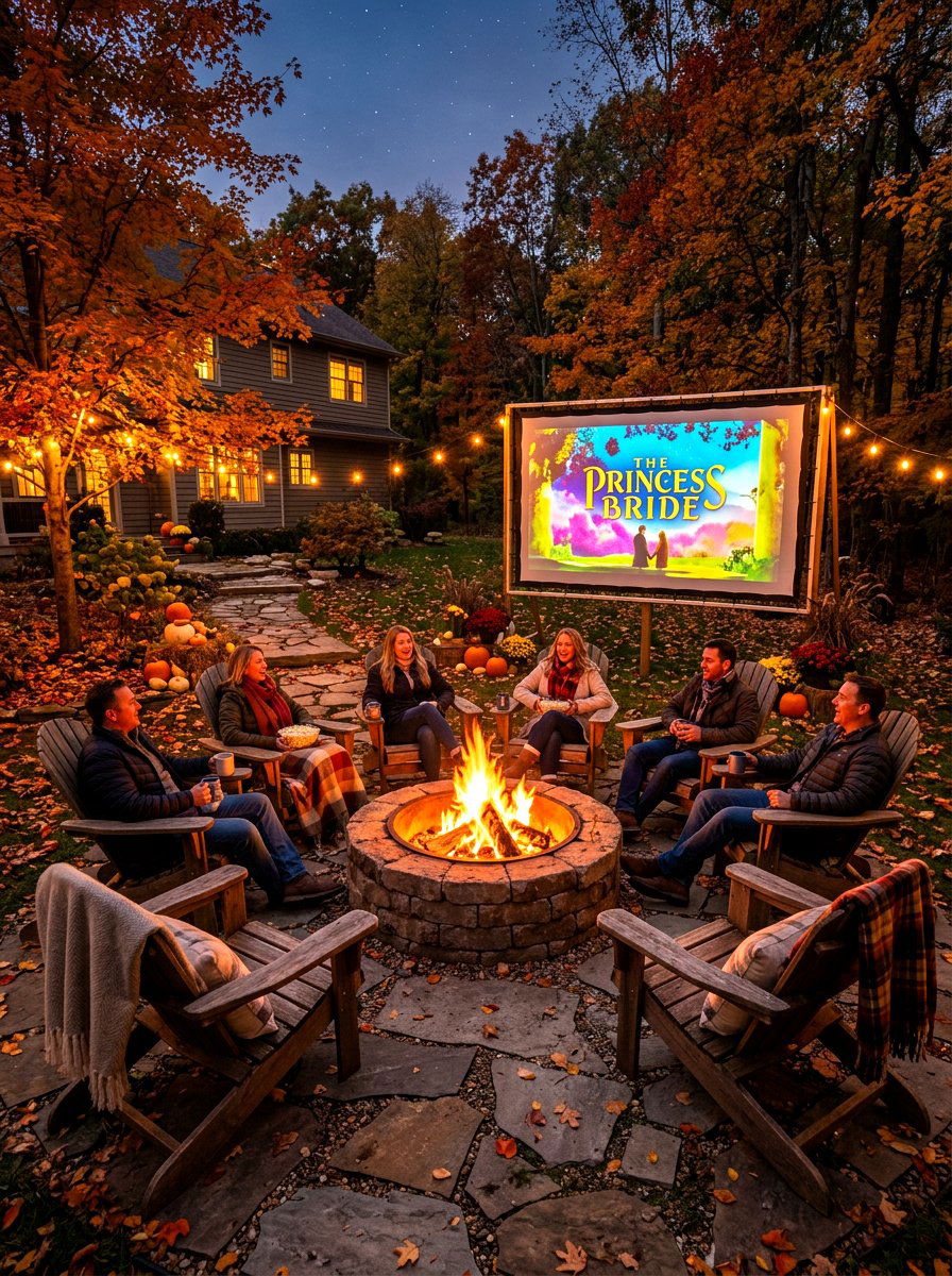 Traditional Backyard Fire Pit - 30 outdoor movie patio ideas