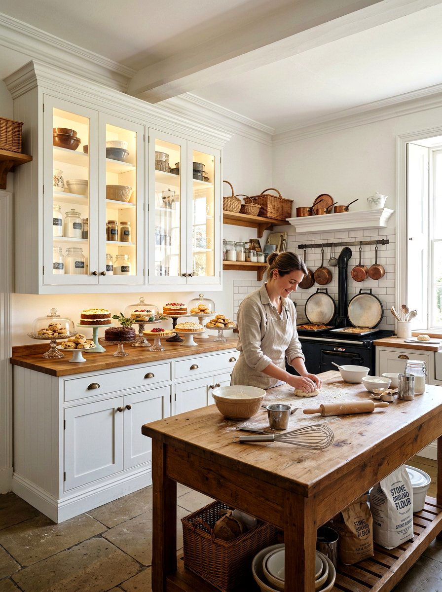 Traditional Bakery Kitchen Glass Cabinets - 30 vintage bakery kitchen ideas