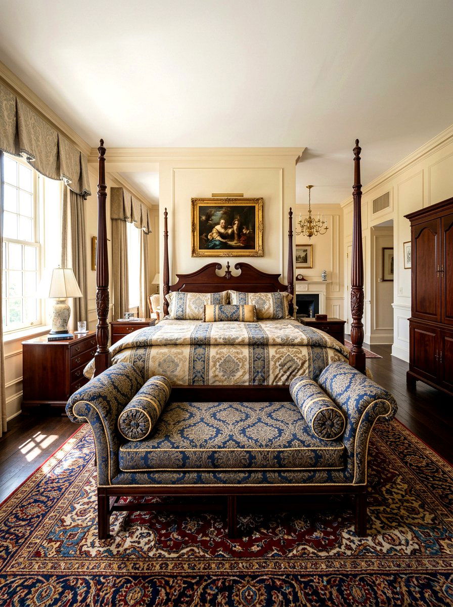Traditional Bedroom With Bolster Bench - 30 bedroom bench ideas