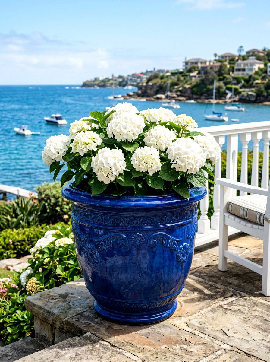 Traditional Blue Glazed Ceramic - 30 porch column planter ideas