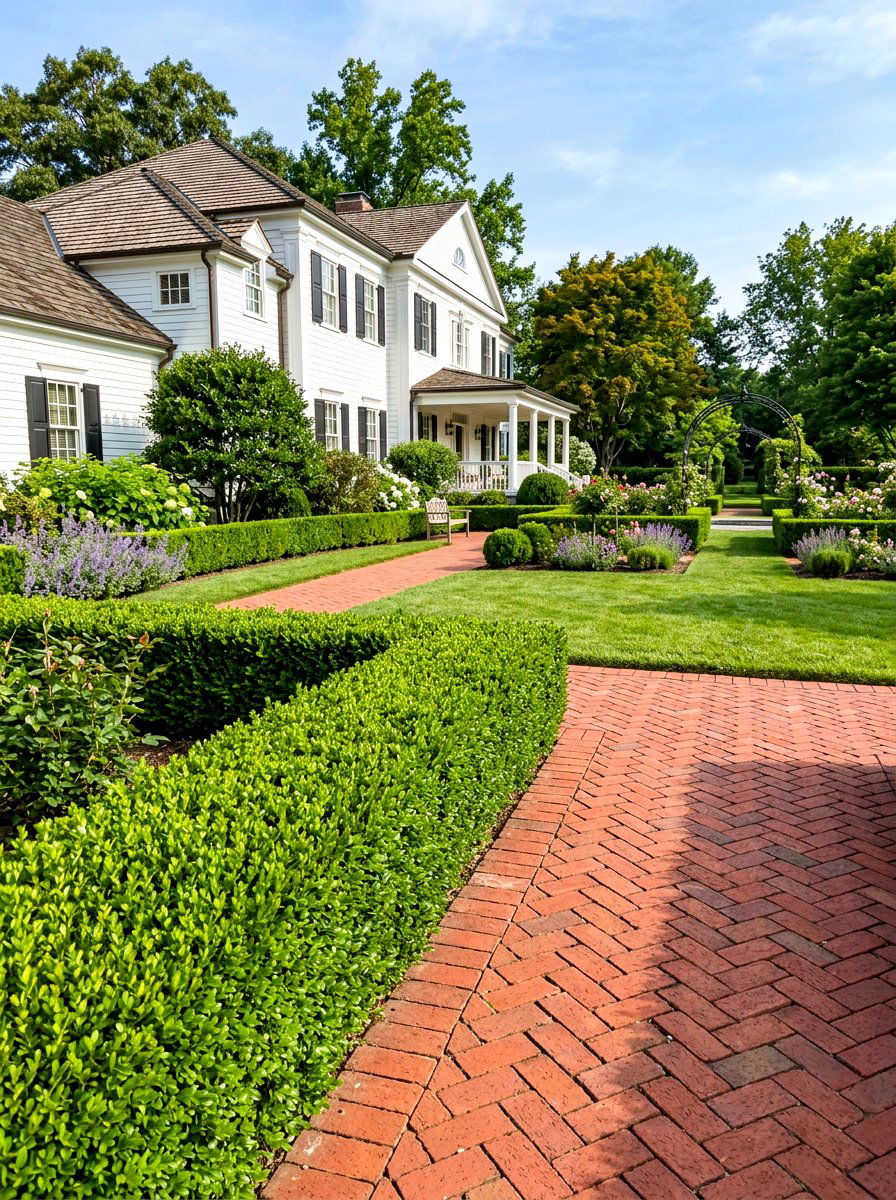 Traditional Boxwood Hedge - 30 house side garden border ideas