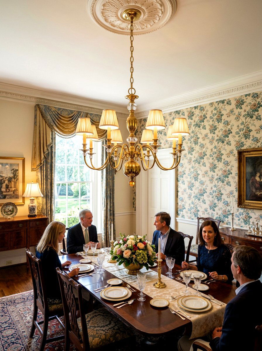 Traditional Brass Chandelier - 30 dining room chandelier ideas