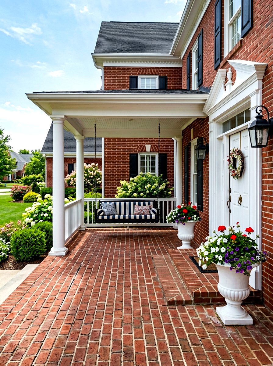 Traditional Brick Front Porch - 30 front patio ideas