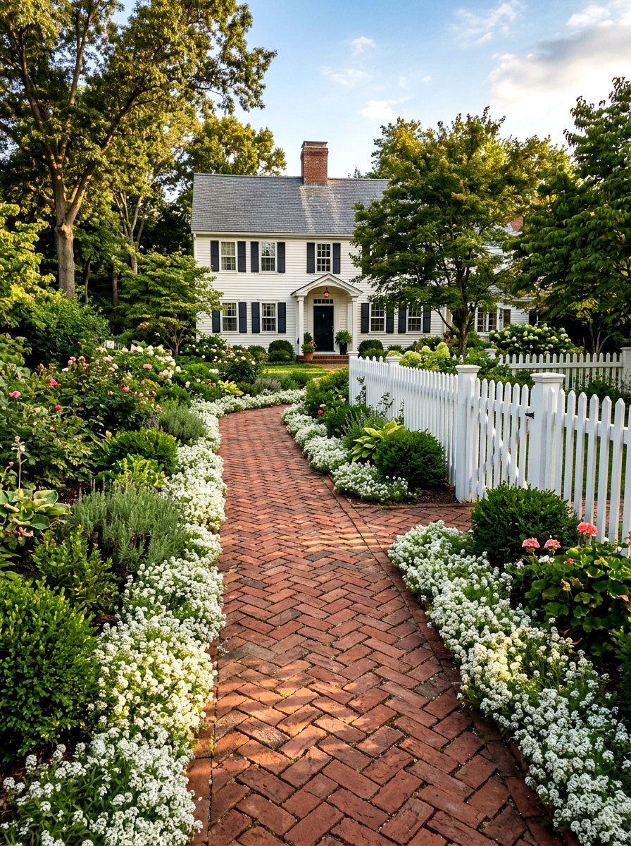 Traditional Brick Herringbone Path - 30 front garden path ideas