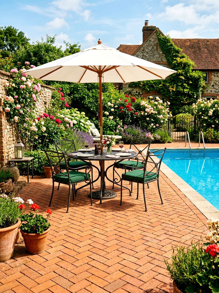 Traditional Brick Patio - 30 poolside dining ideas
