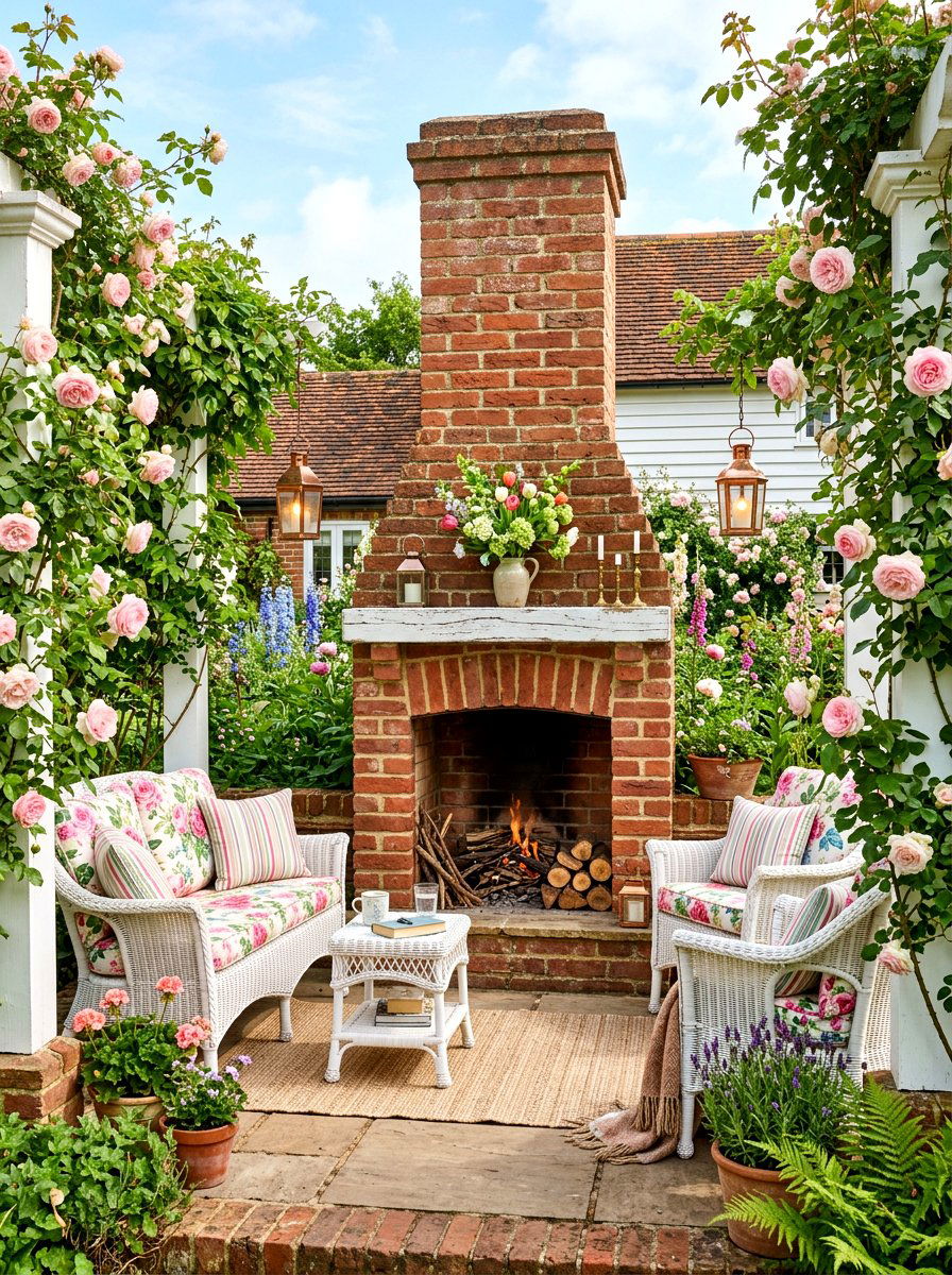 Traditional Brick Patio Fireplace - 30 covered patio fireplace ideas