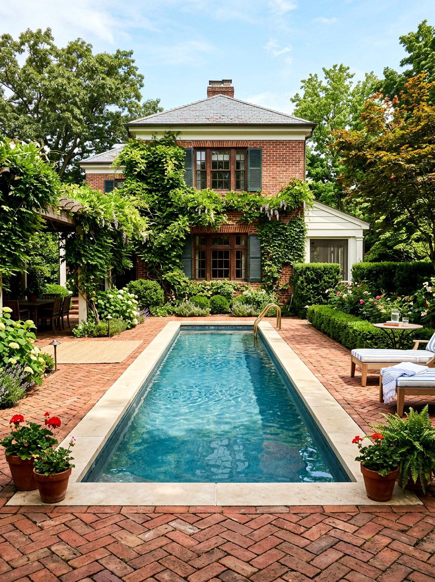 Traditional Brick Pool - 30 narrow pool ideas
