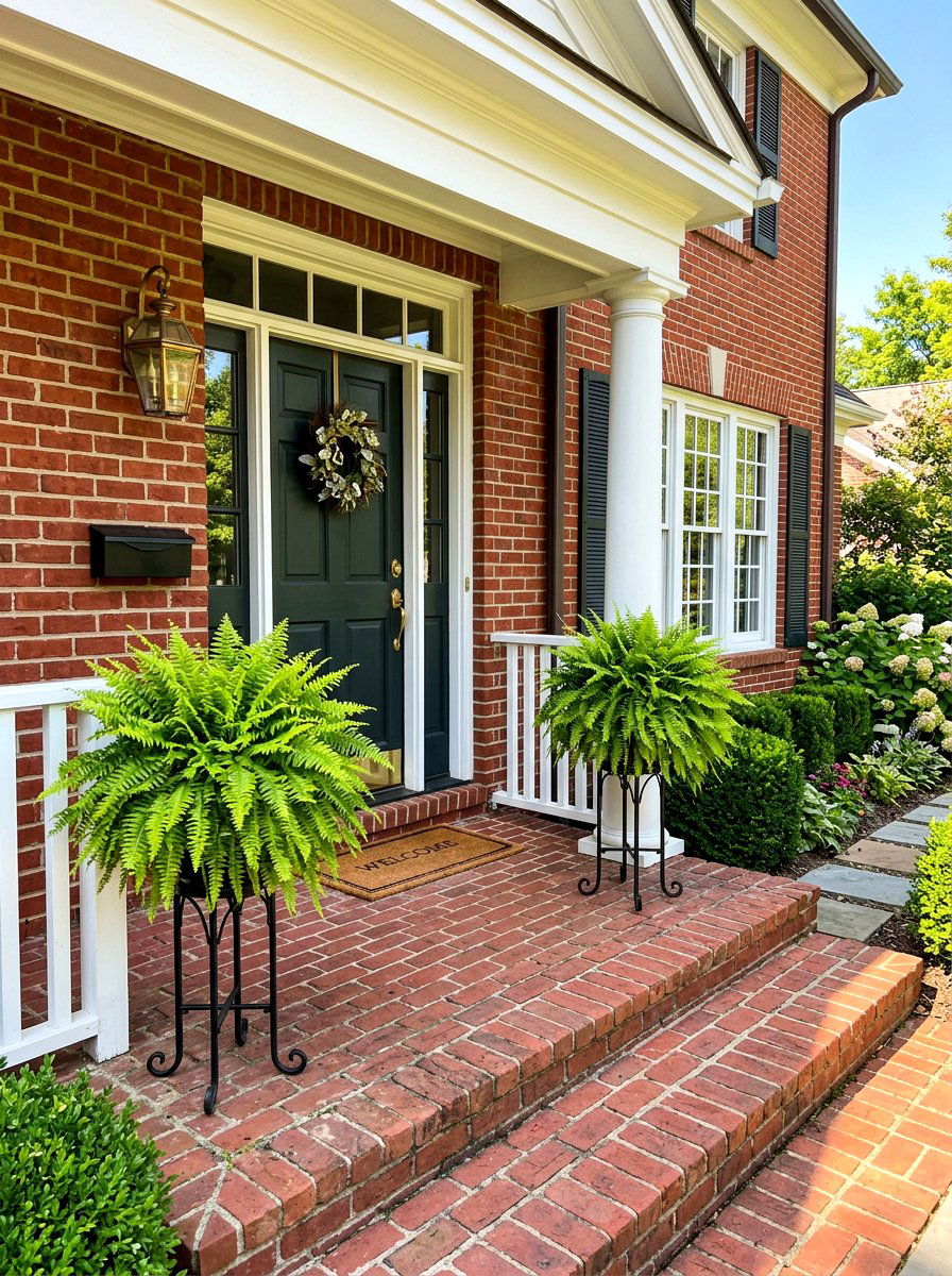 Traditional Brick Porch Ferns - 30 fern filled front porch ideas
