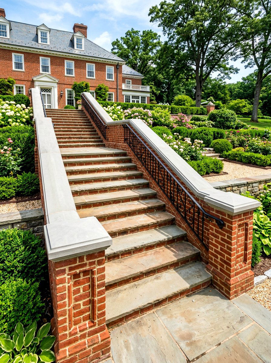 Traditional Brick Railing - 30 outdoor stair railing ideas