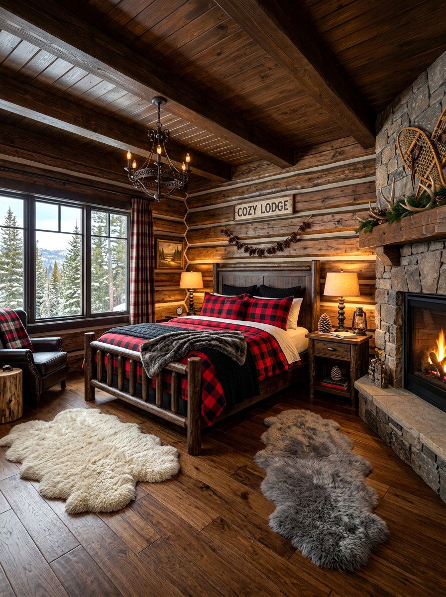 Traditional Buffalo Plaid Bedroom - 30 cabin bedroom ideas