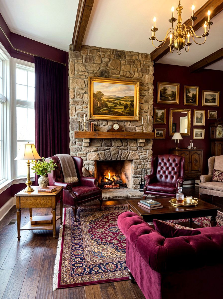 Traditional Burgundy Furniture - 30 burgundy living room ideas